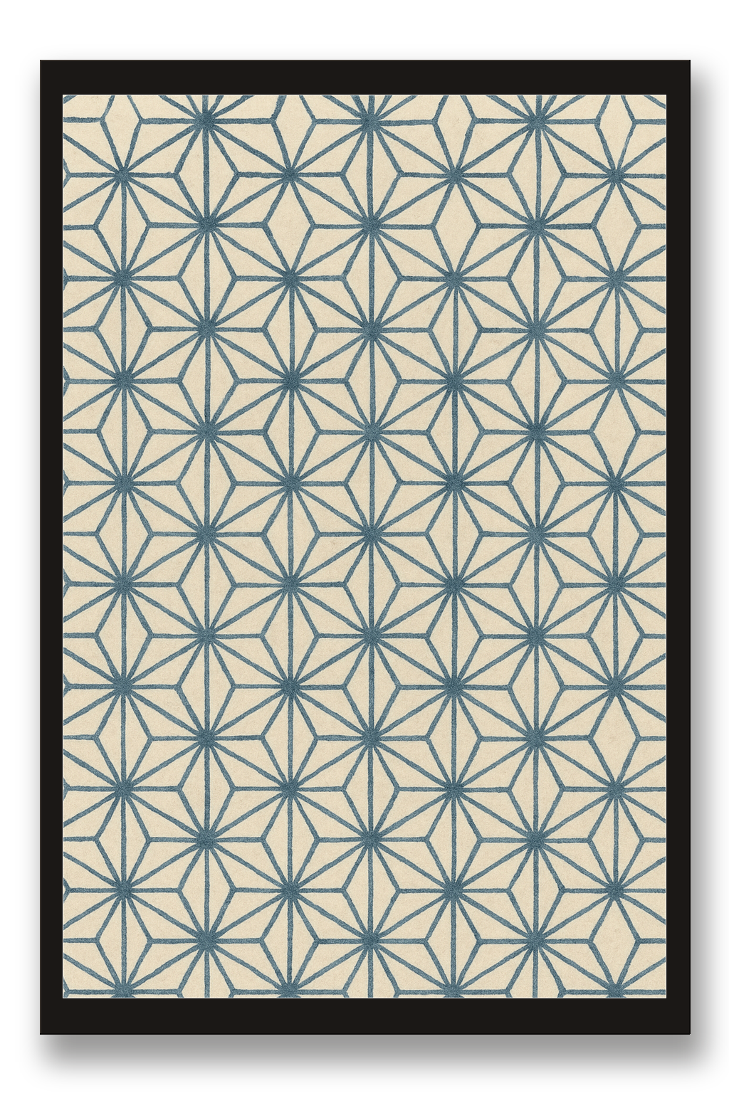Asanoha — Hemp Leaf Pattern — framed 30×45 cm, black wood frame with acrylic glass