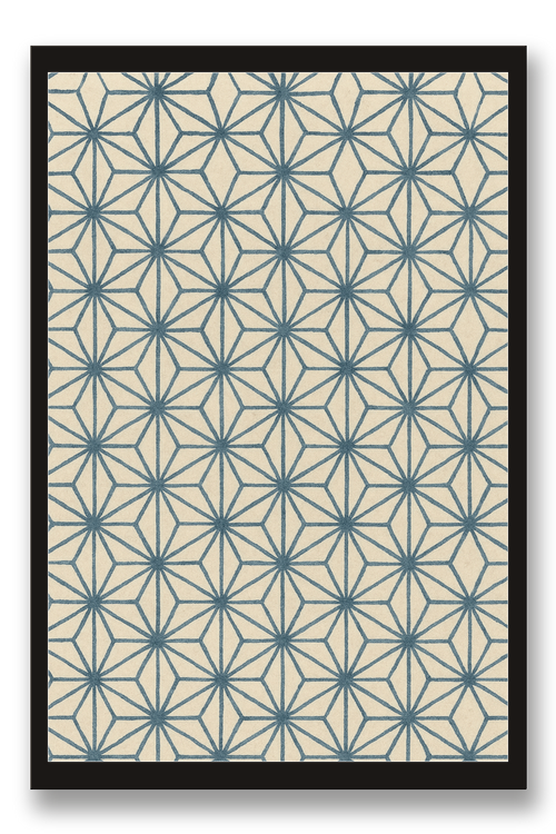 Asanoha — Hemp Leaf Pattern — framed 30×45 cm, black wood frame with acrylic glass