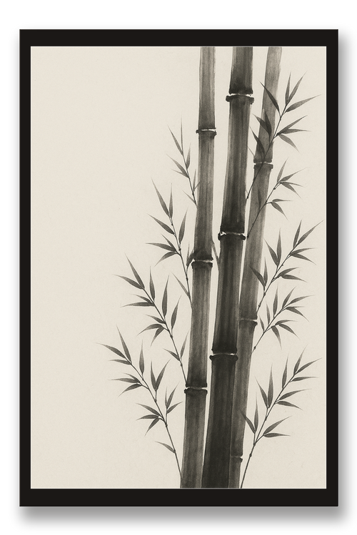 Chikurin — bamboo grove — framed 30×45 cm, black wood frame with acrylic glass