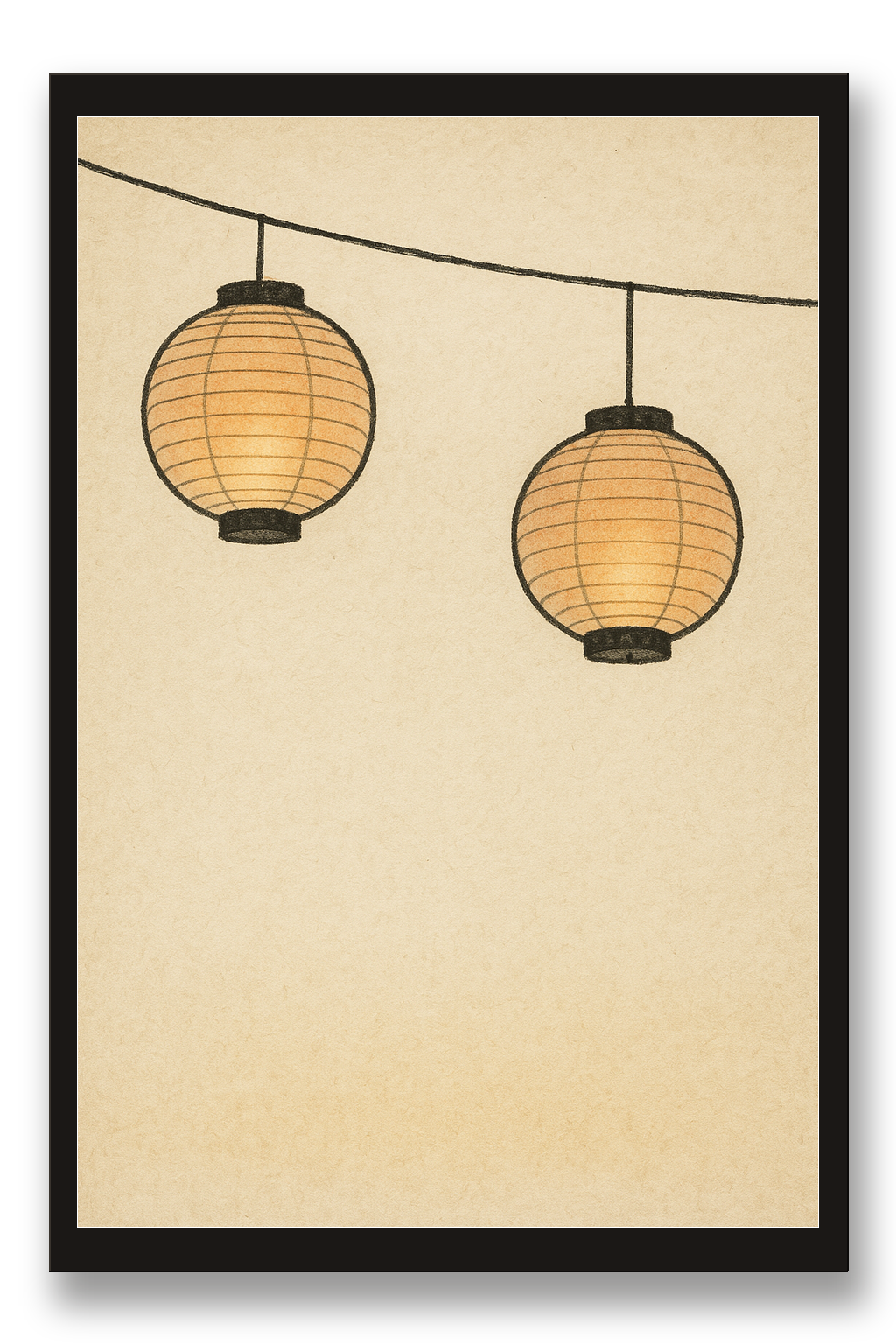 Chōchin — Paper Lanterns — framed 30×45 cm, black wood frame with acrylic glass