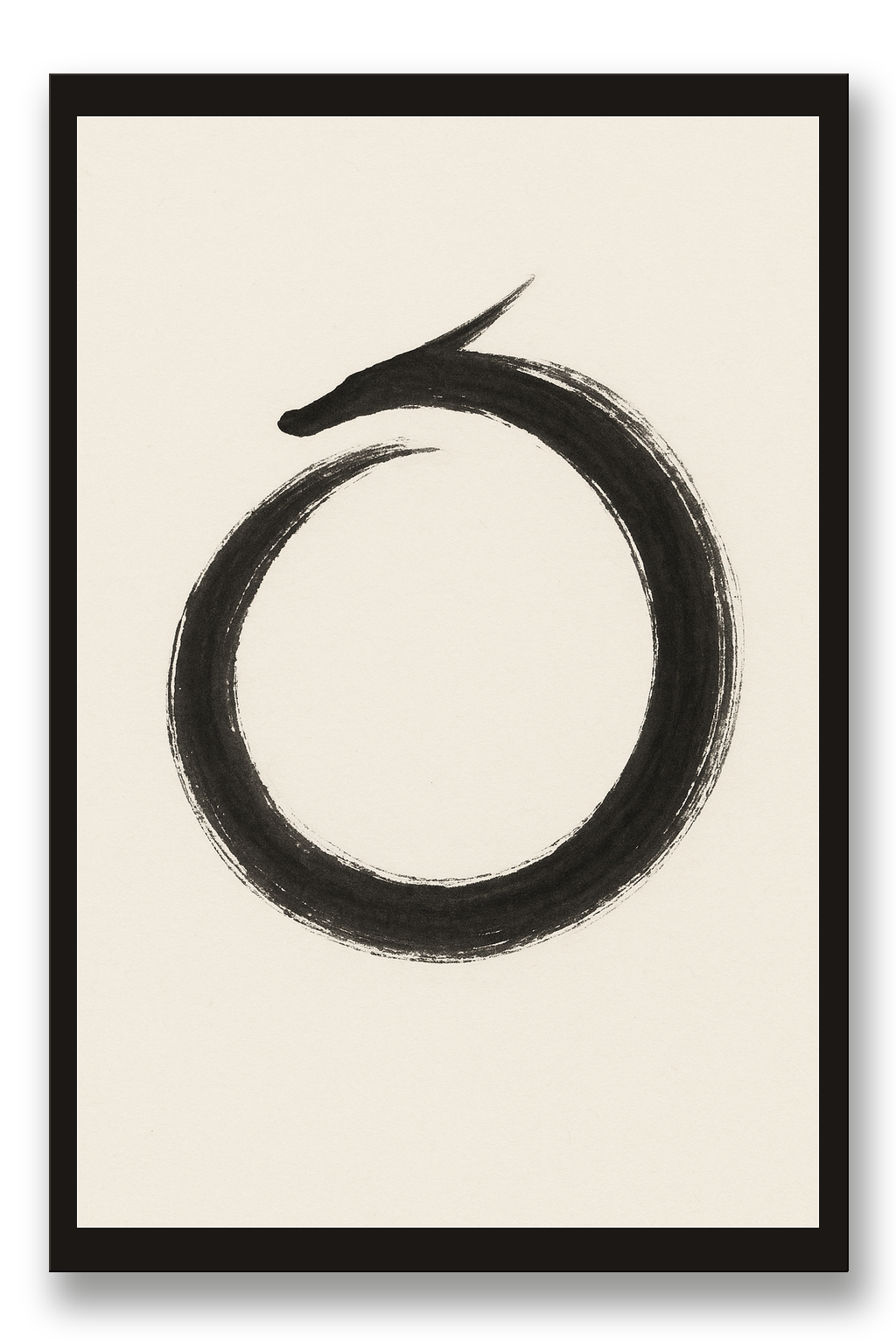 Dragonring — dragon in a ring — framed 30×45 cm, black wood frame with acrylic glass