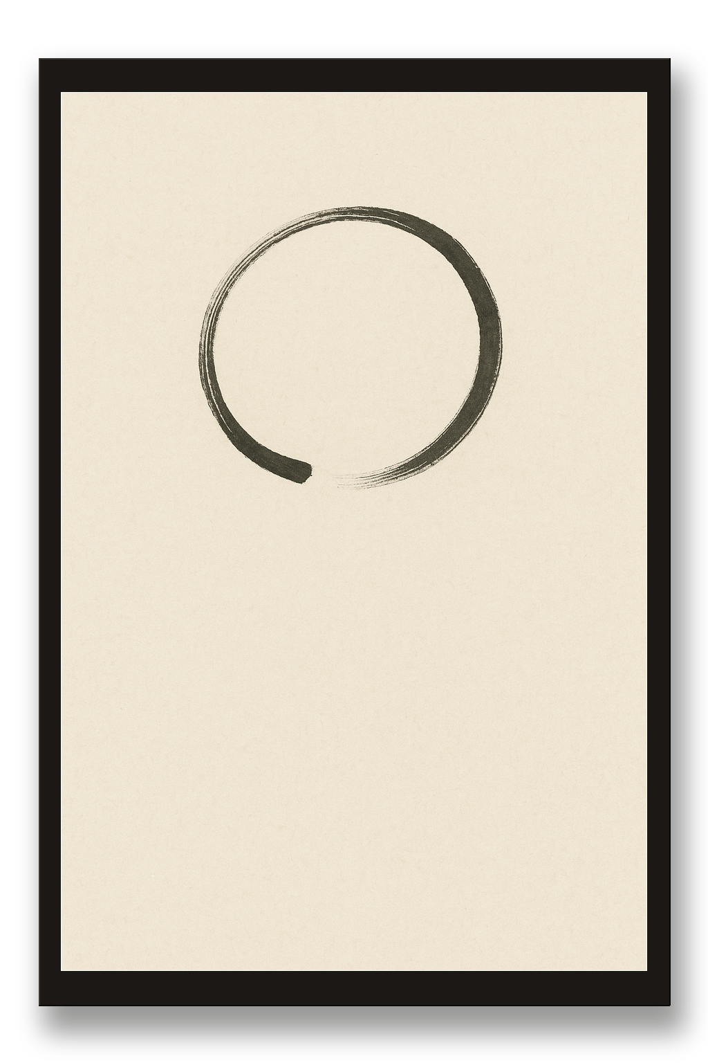 Ensō — circle — framed 30×45 cm, black wood frame with acrylic glass