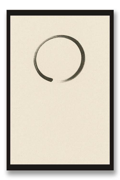 Ensō — circle — framed 30×45 cm, black wood frame with acrylic glass