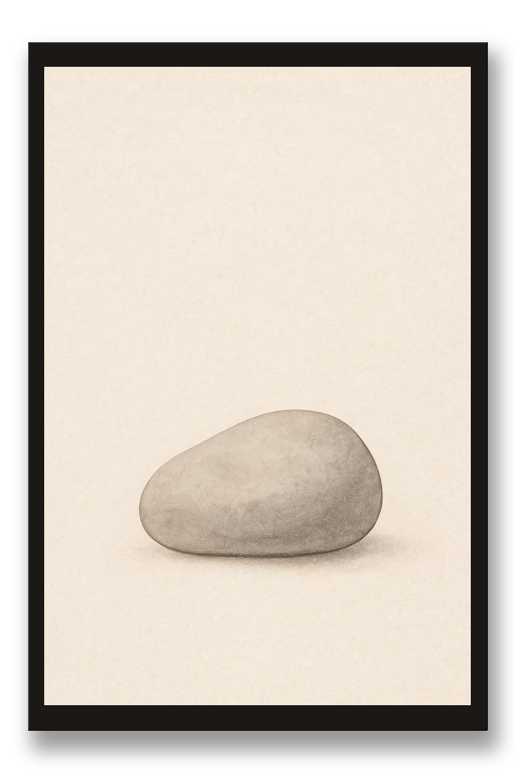 Ishi — stone — framed 30×45 cm, black wood frame with acrylic glass