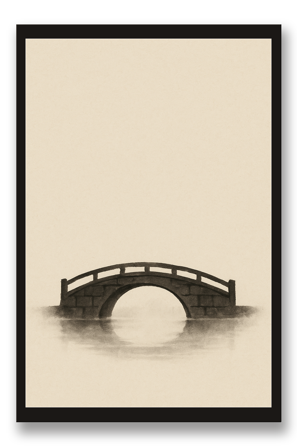 Ishibashi — stone bridge — framed 30×45 cm, black wood frame with acrylic glass