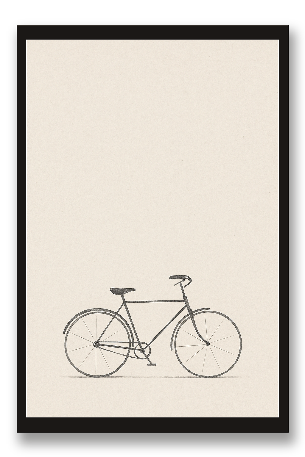 Jitensha — Bicycle — framed 30×45 cm, black wood frame with acrylic glass