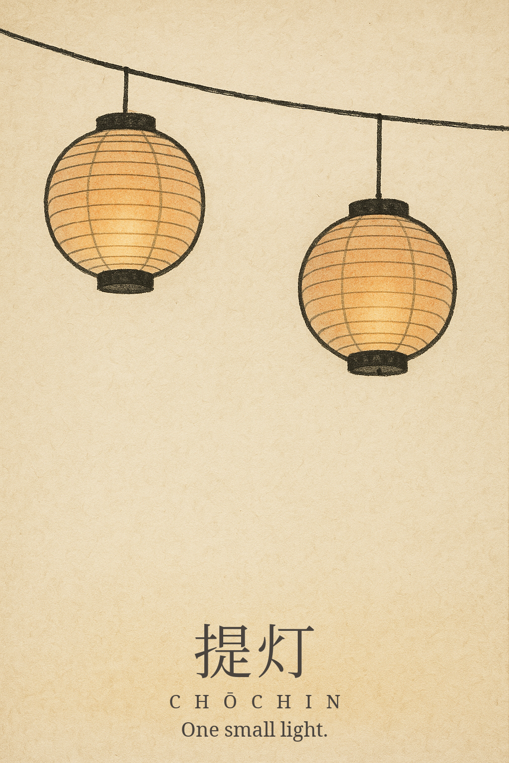 Chōchin motif with the kanji 提灯, name and a single line