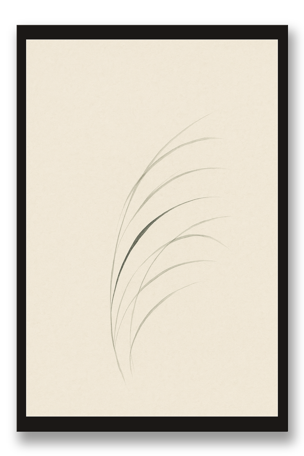 Kaze — Wind — framed 30×45 cm, black wood frame with acrylic glass