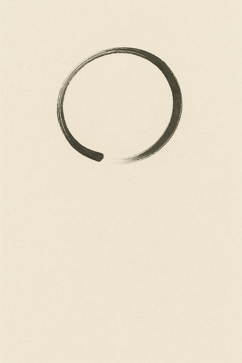 Ensō — a single incomplete circle, sumi ink on warm off-white