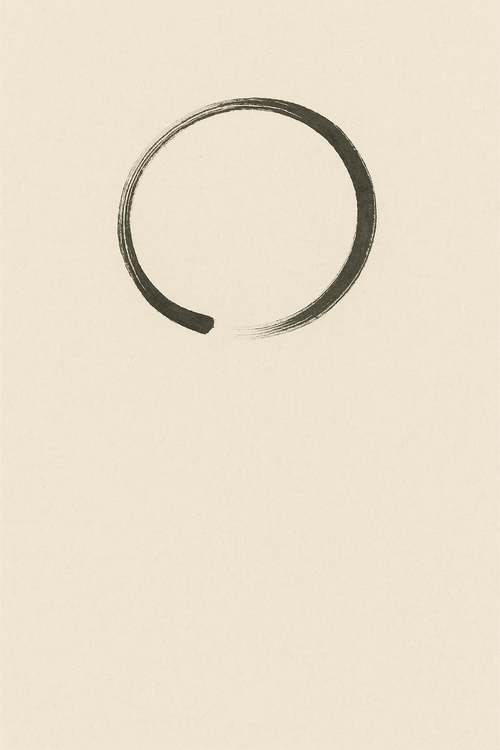 Ensō — a single incomplete circle, sumi ink on warm off-white