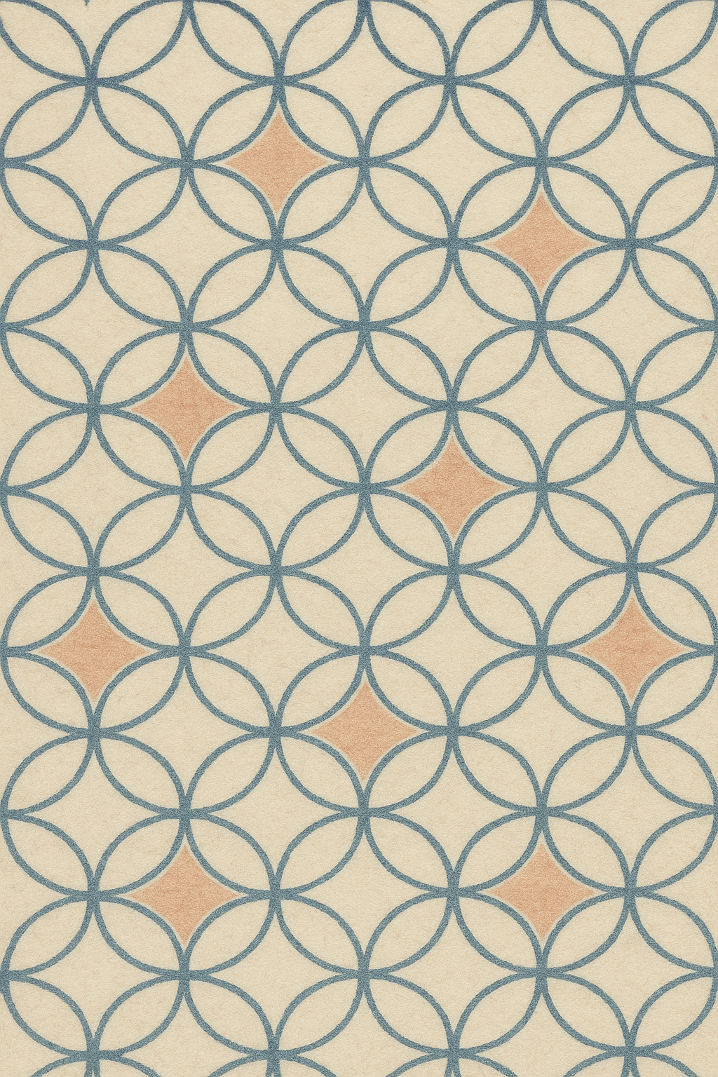 Shippo interlocking-circle pattern in indigo with persimmon accents on warm paper