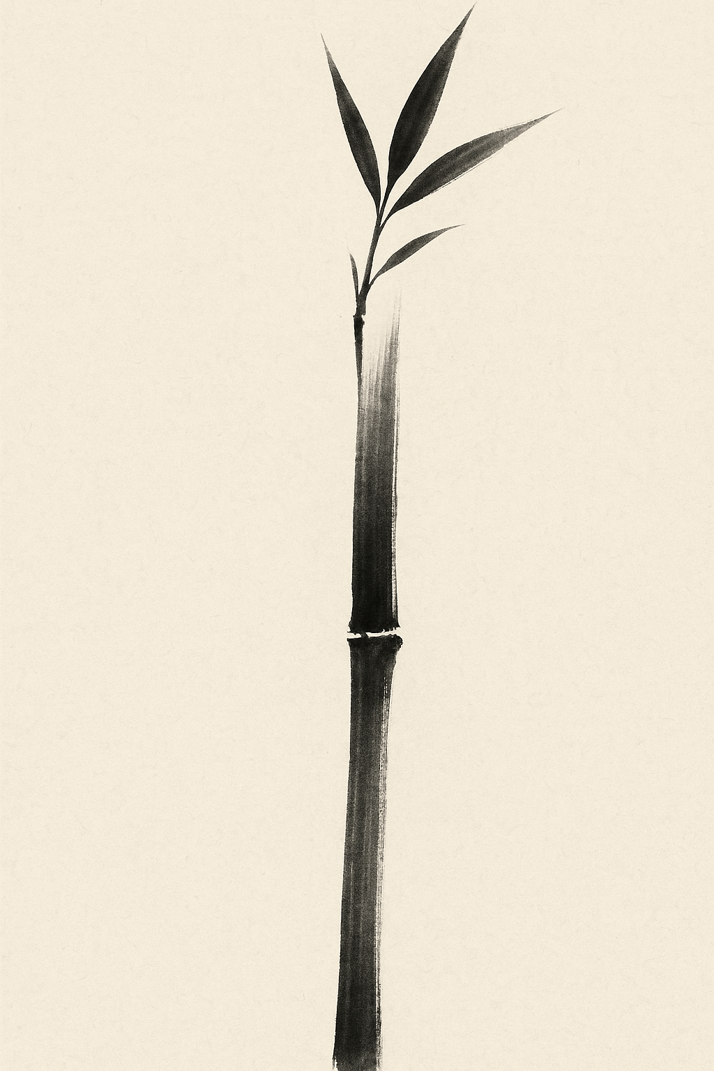 Take — bamboo, a single culm in sumi ink on warm off-white