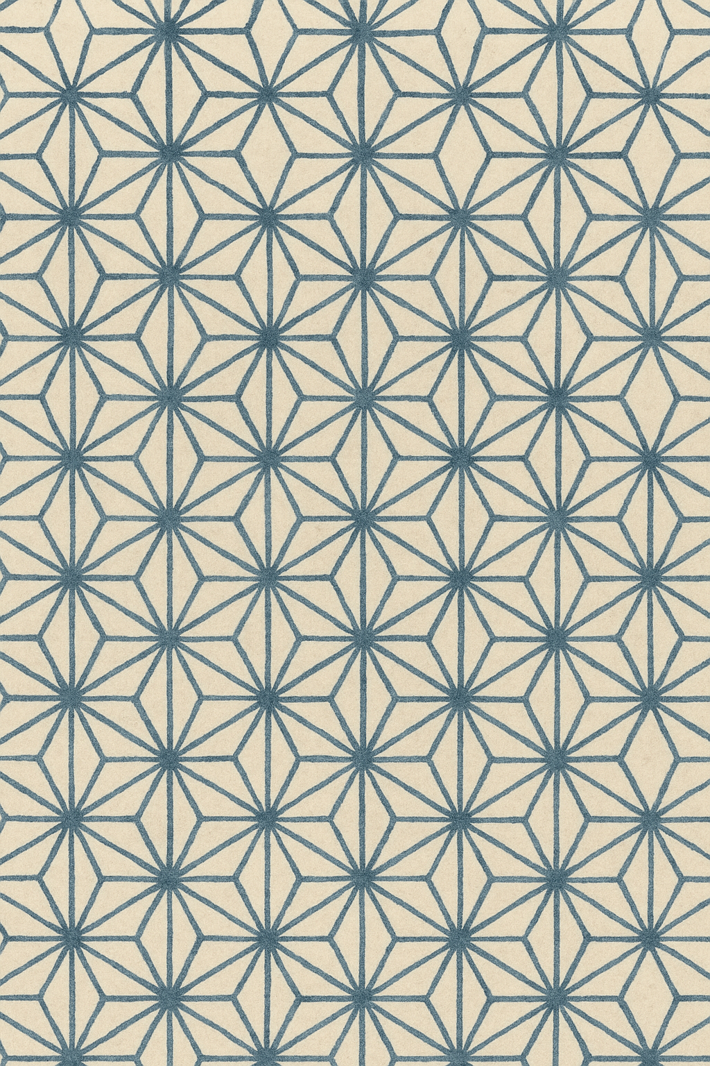 Asanoha hemp-leaf lattice pattern in muted indigo on warm off-white paper