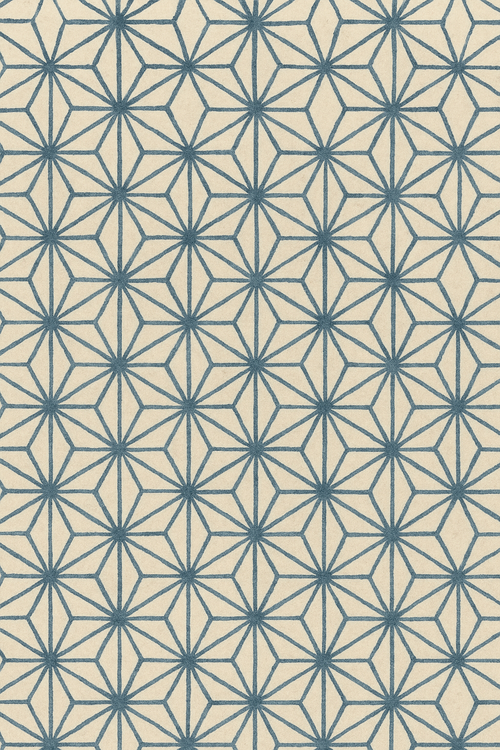 Asanoha hemp-leaf lattice pattern in muted indigo on warm off-white paper