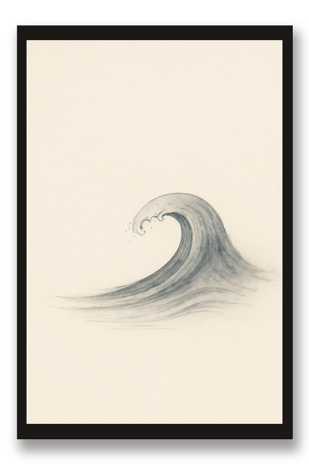 Nami — wave — framed 30×45 cm, black wood frame with acrylic glass