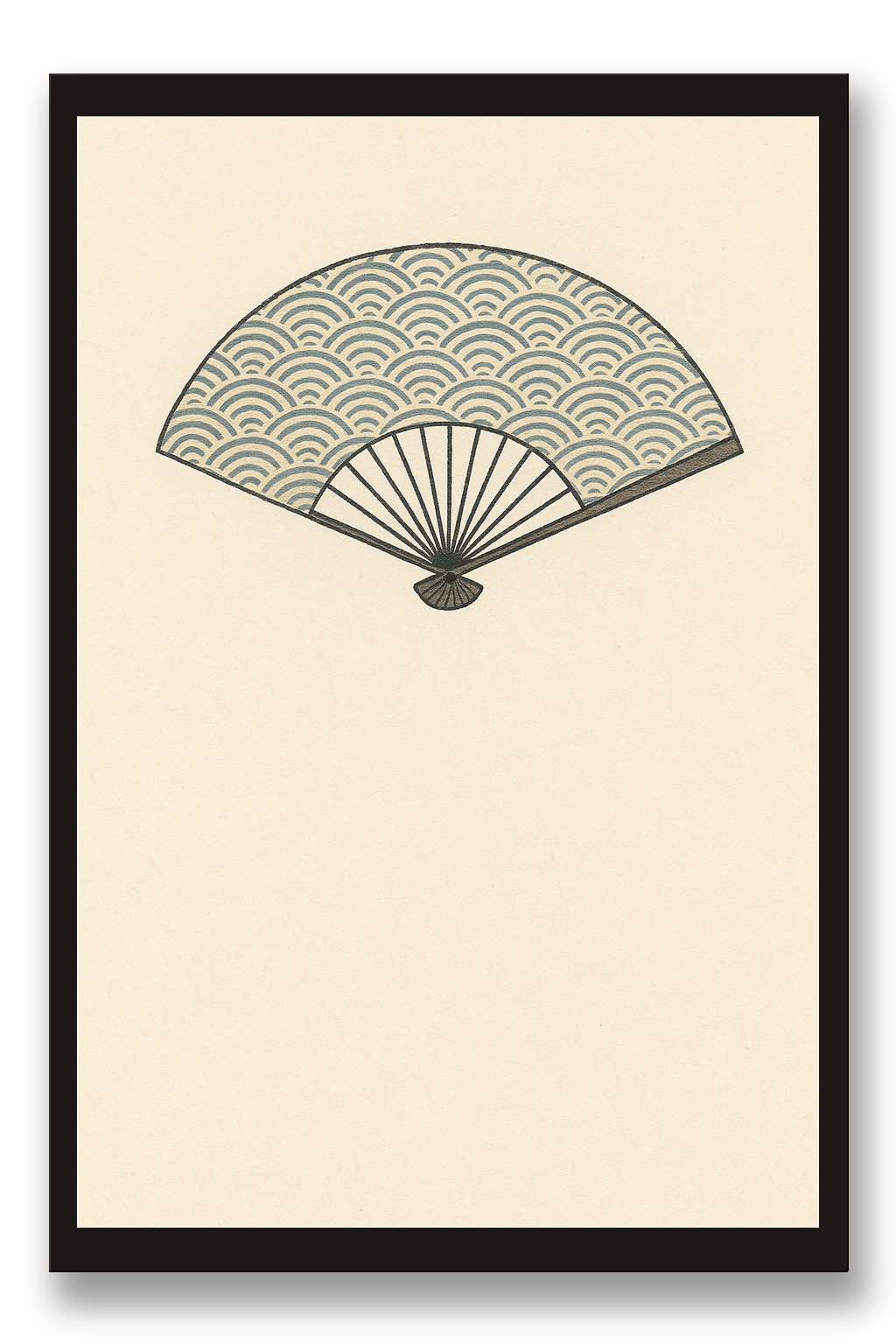 Ōgi — Folding Fan — framed 30×45 cm, black wood frame with acrylic glass