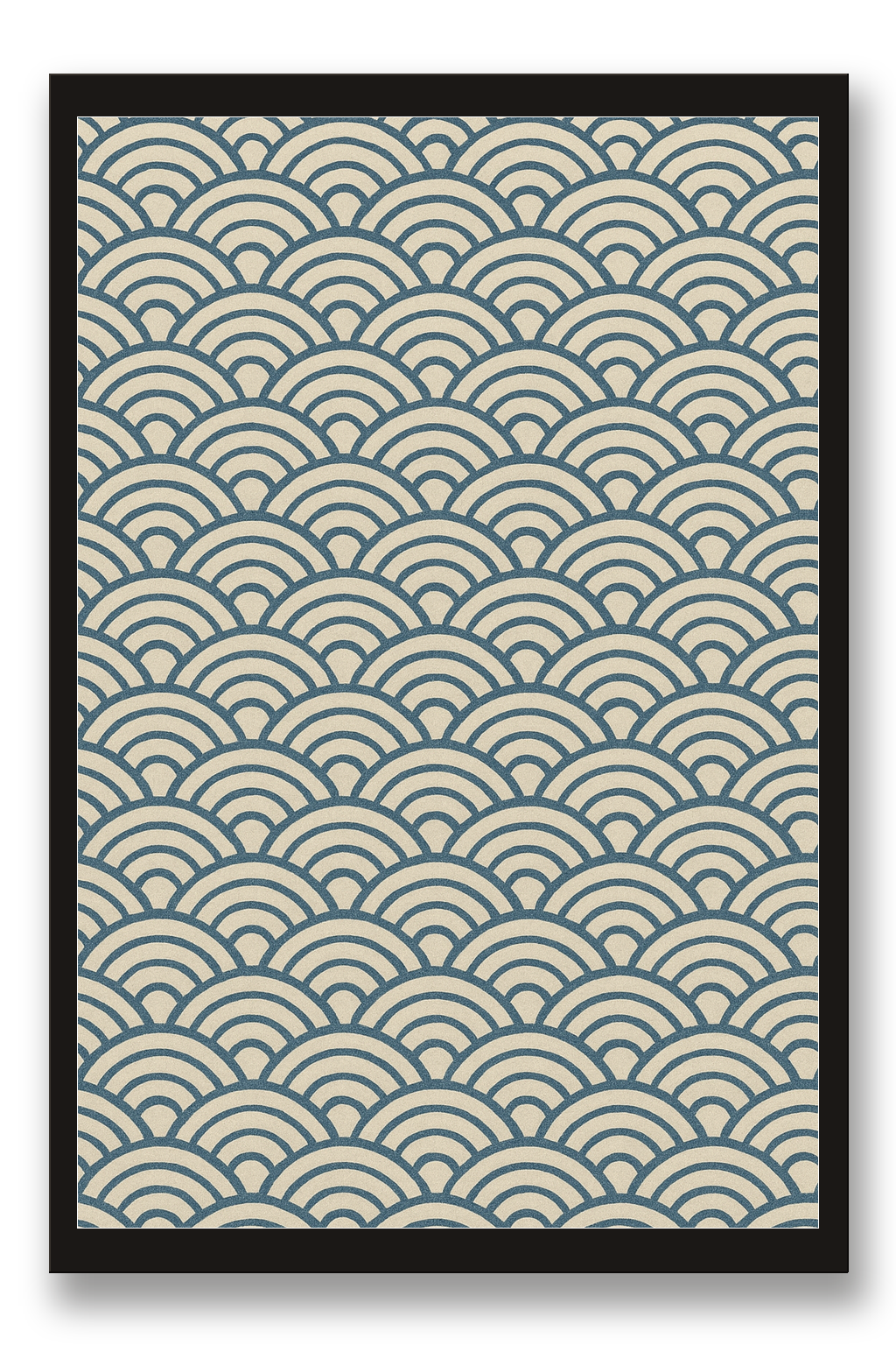 Seigaiha — Wave Pattern — framed 30×45 cm, black wood frame with acrylic glass