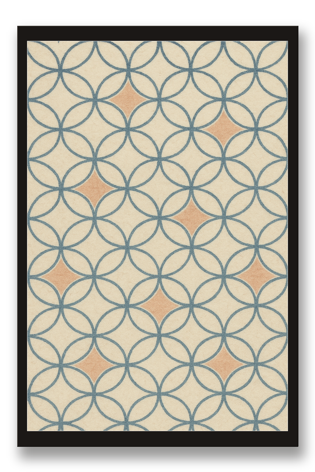 Shippō — Seven Treasures Pattern — framed 30×45 cm, black wood frame with acrylic glass