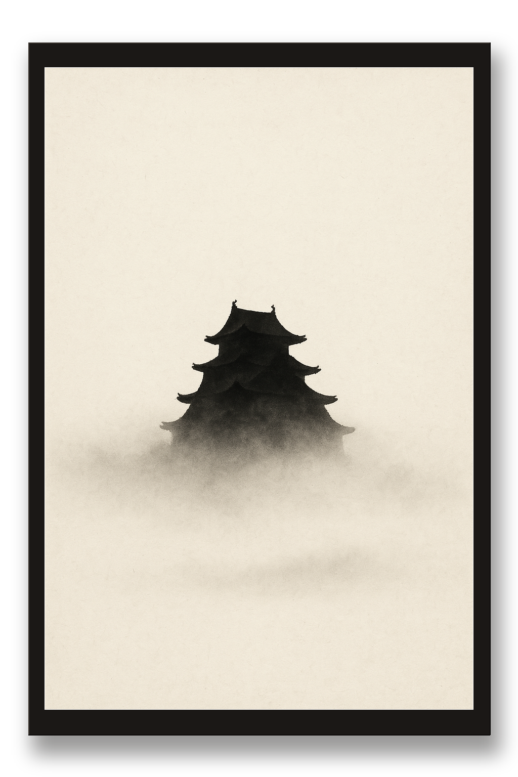 Shiro — castle — framed 30×45 cm, black wood frame with acrylic glass