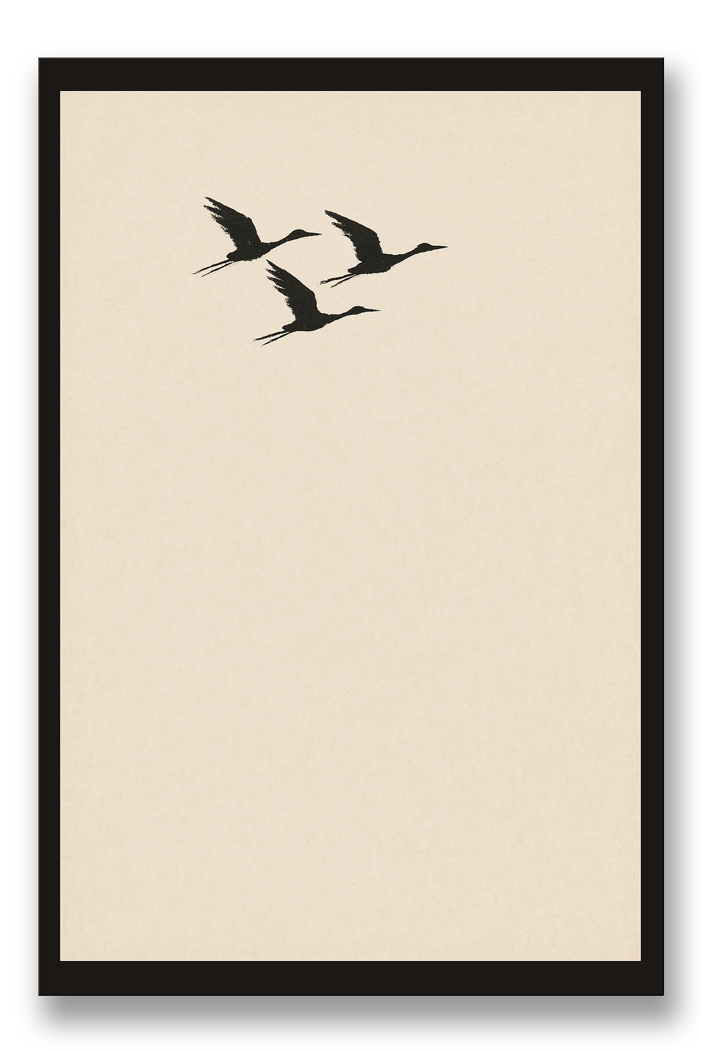 Tsuru — cranes — framed 30×45 cm, black wood frame with acrylic glass